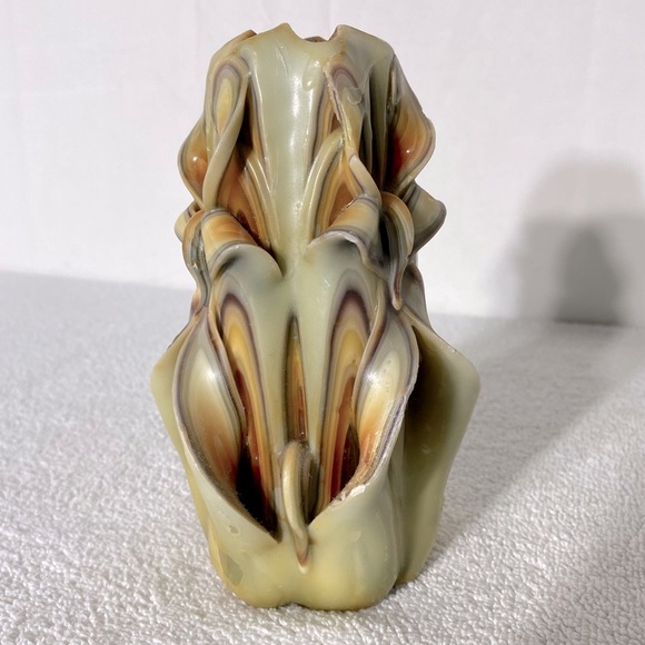 Vintage 70s Handmade Hand Carved Multi Layer Multi Colour Ribbon Wax Candle - Picture 11 of 15